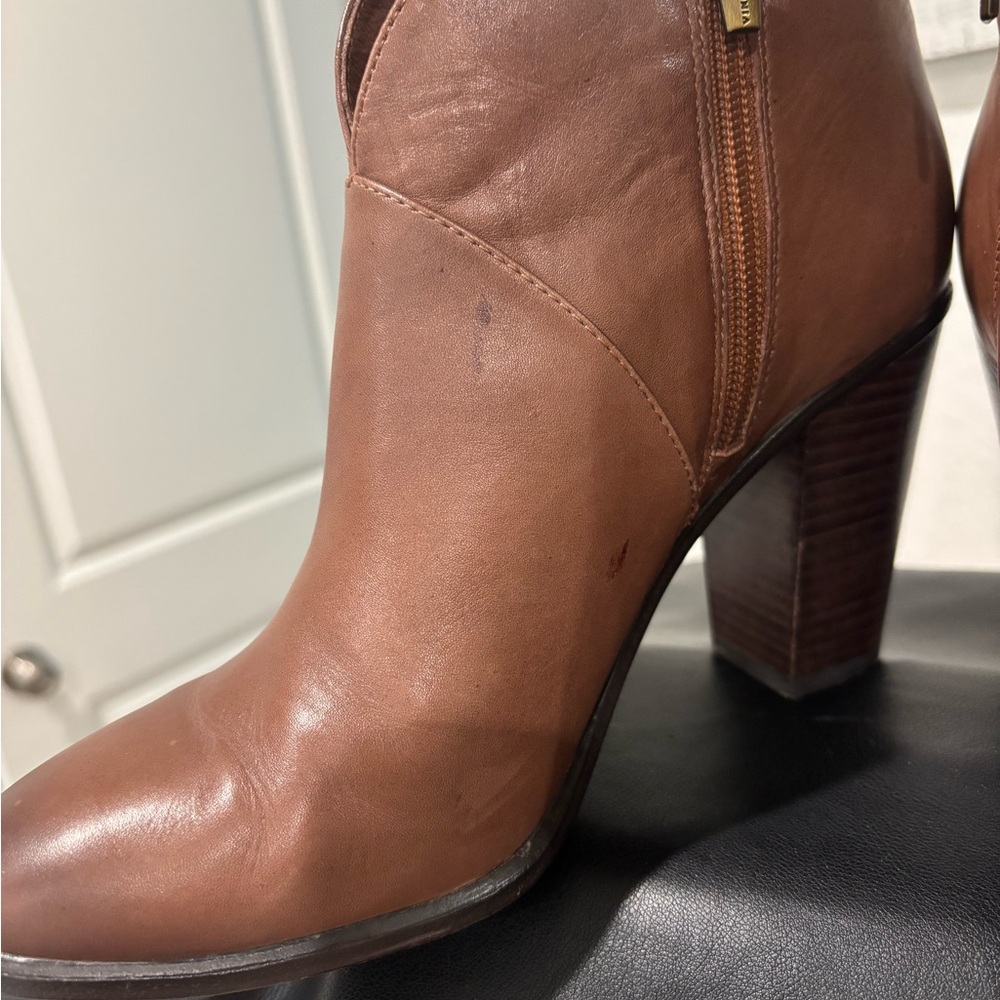Vince Camuto Cognac Leather Ankle Boots